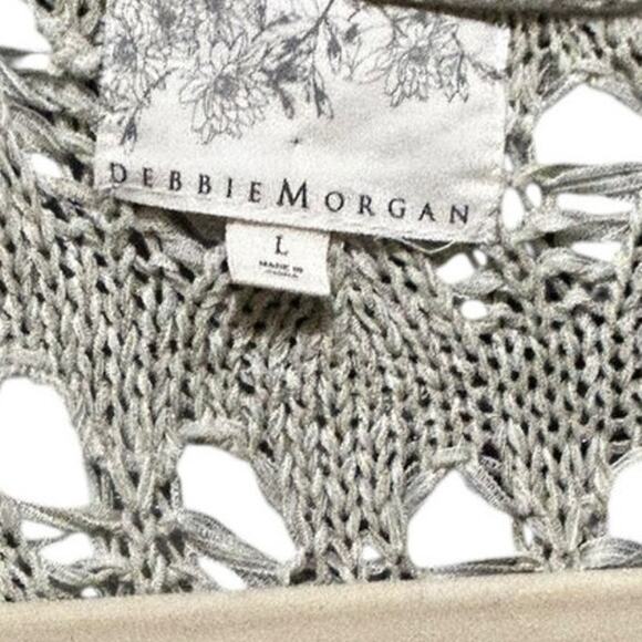 Debbie Morgan Women Boho Crochet Cardigan Sweater L‎ Beige Cottagecore Festival - Picture 2 of 10